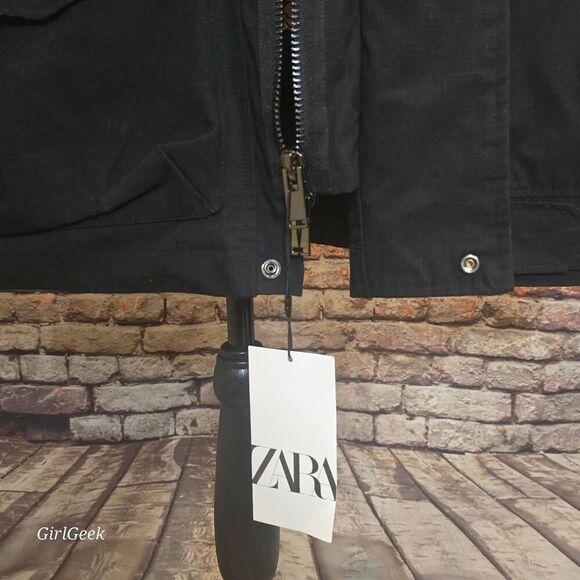 Zara Men's Black Multi Pocket, Utility Windbreaker Medium MSRP $129 - Picture 3 of 10